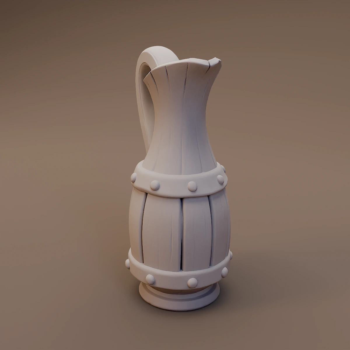 Wide Spout Wooden Jug