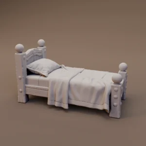 Wooden Bed with Pillow