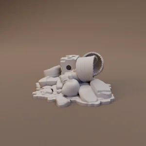 Broken Barrel and Rubble