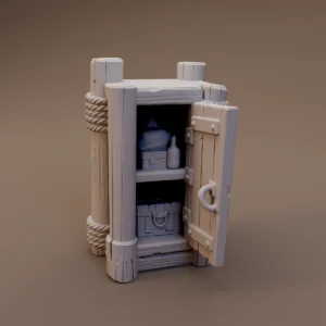 Narrow Wooden Supply Cupboard