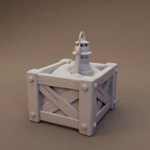 Wooden Crate with Lantern