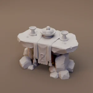 Cloth Draped Stone Offering Table