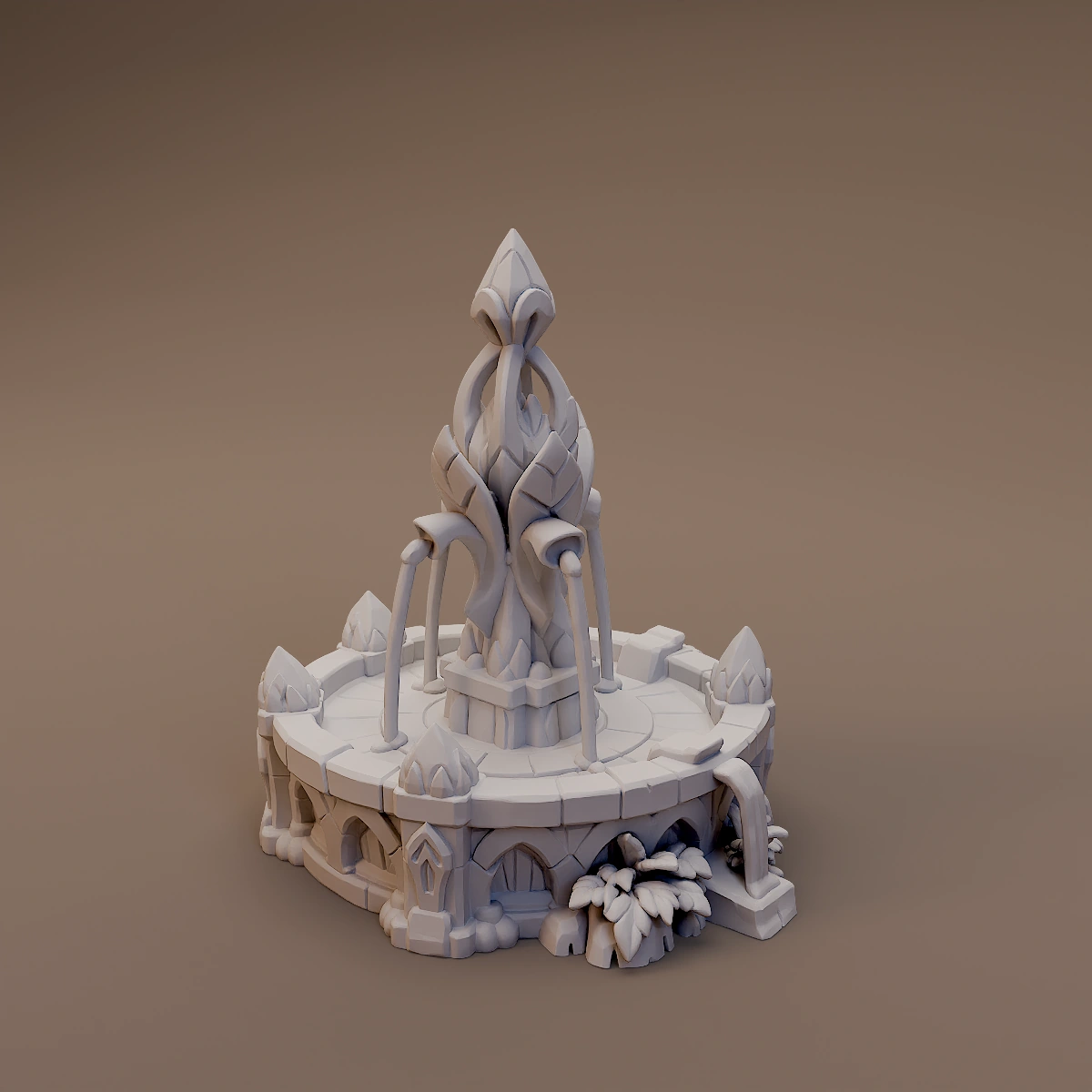 Elven Statue on Round Platform