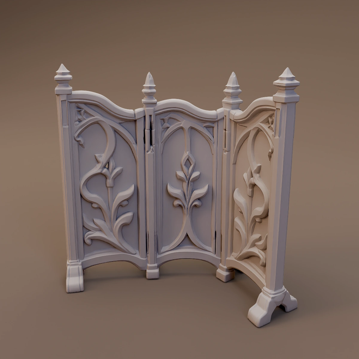 Leaf Carved Folding Screen