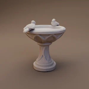 Birdbath with Small Birds
