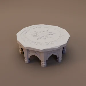 Round Carved Wooden Table