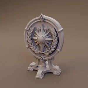 Sunburst Heraldic Shield on Stand