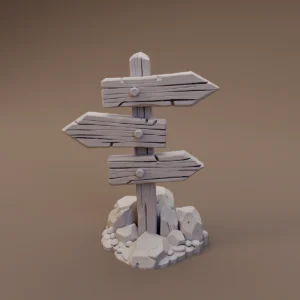 Wooden Marker on Rocky Base