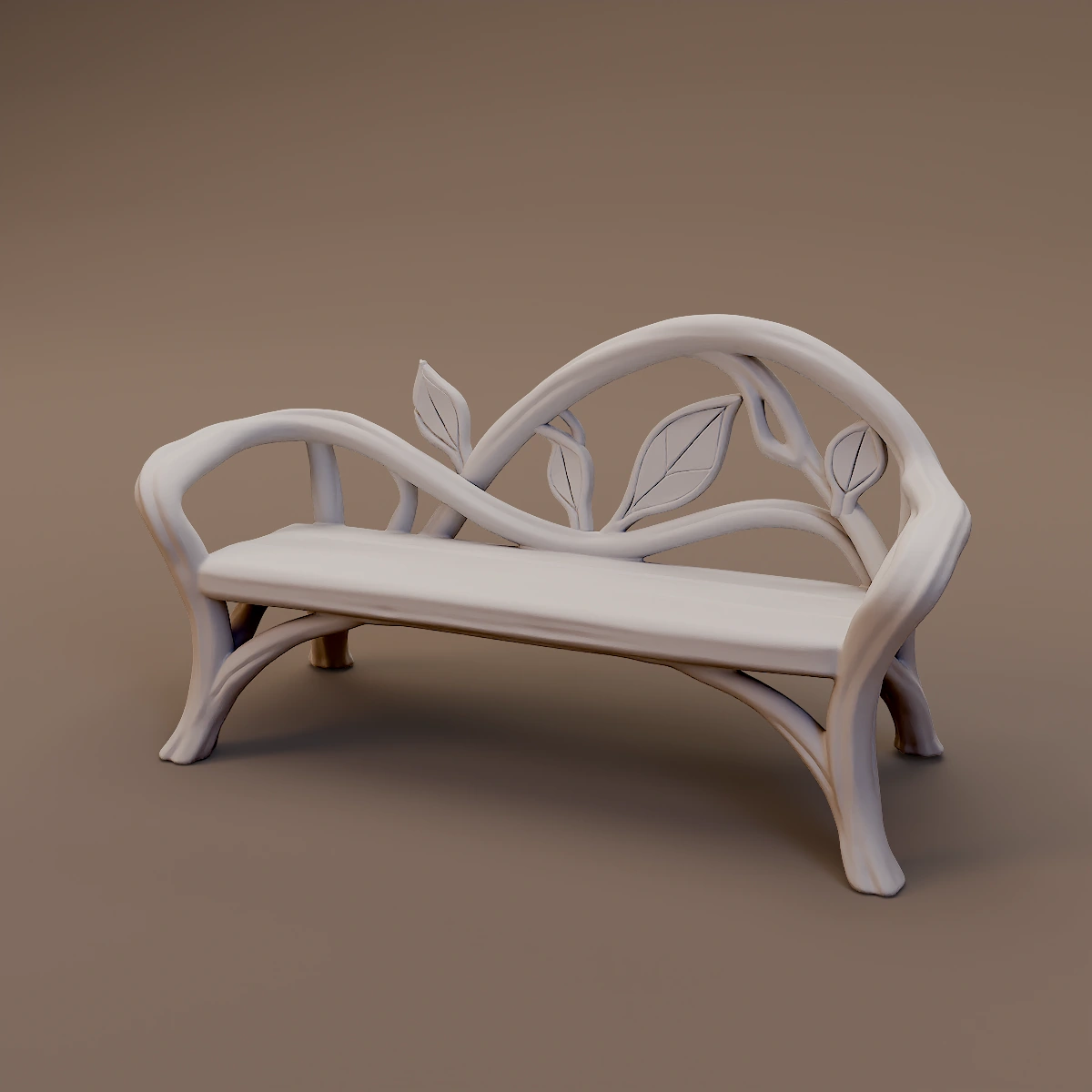 Leaf Carved Elven Bench