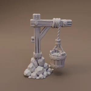 Wooden Mining Hoist with Bucket