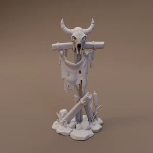 Tattered Banner on Skull Post
