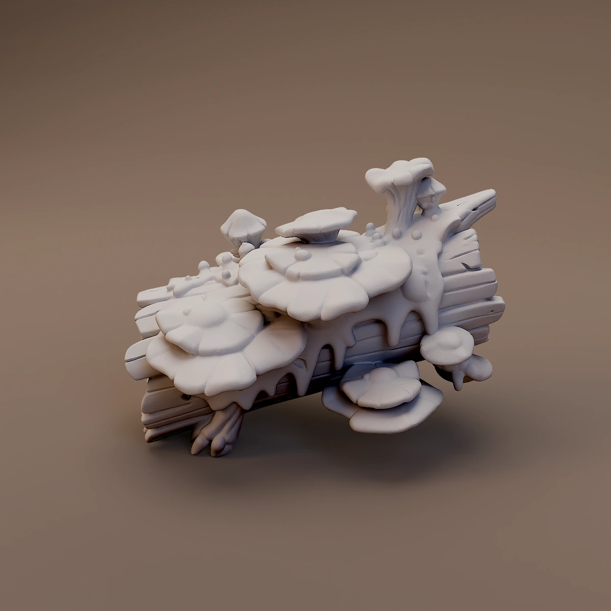 Mushrooms on Fallen Log