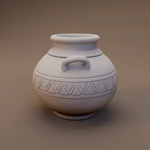 Decorated Round Clay Jar