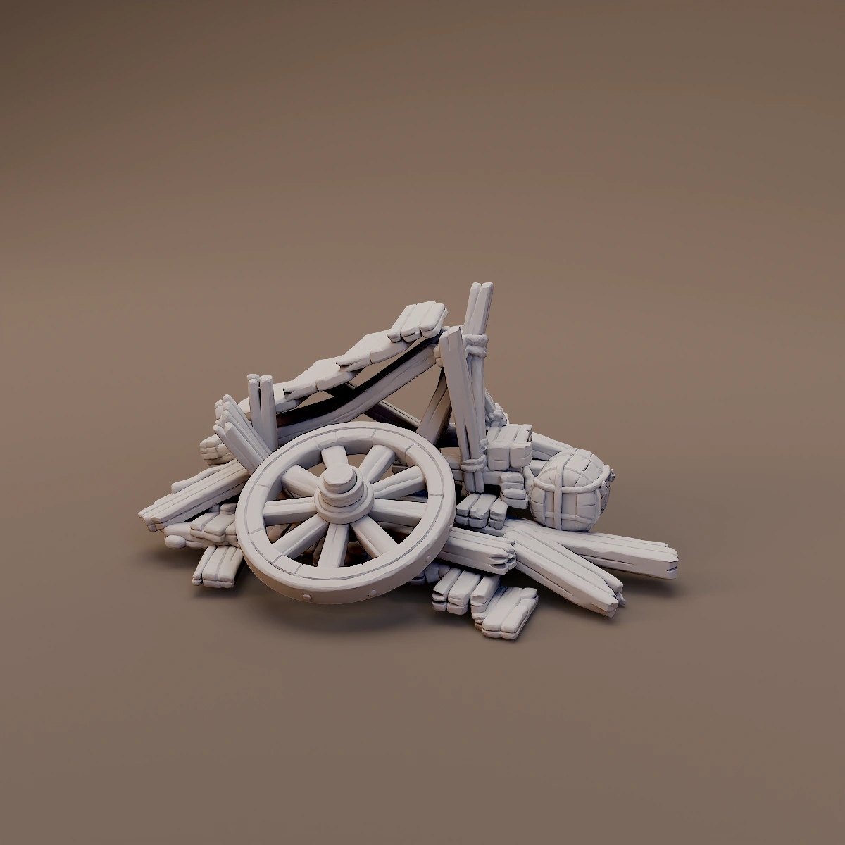 Broken Cart and Wheel