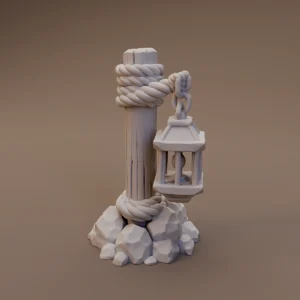 Lantern on Rope Bound Post