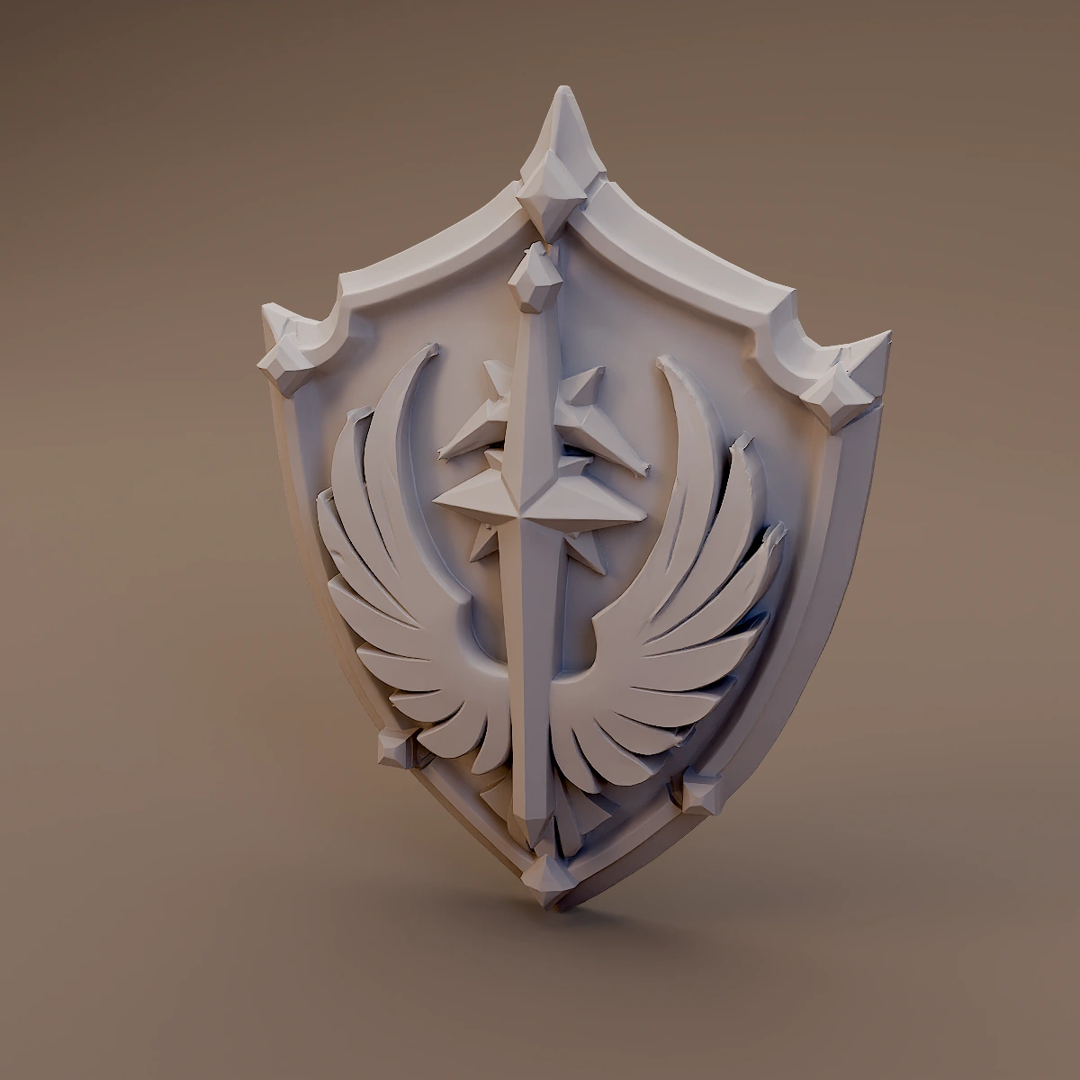Winged Star Heraldic Shield