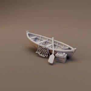 Rowboat with Oar and Crate