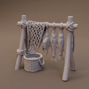 Fish Drying Rack with Net and Basket