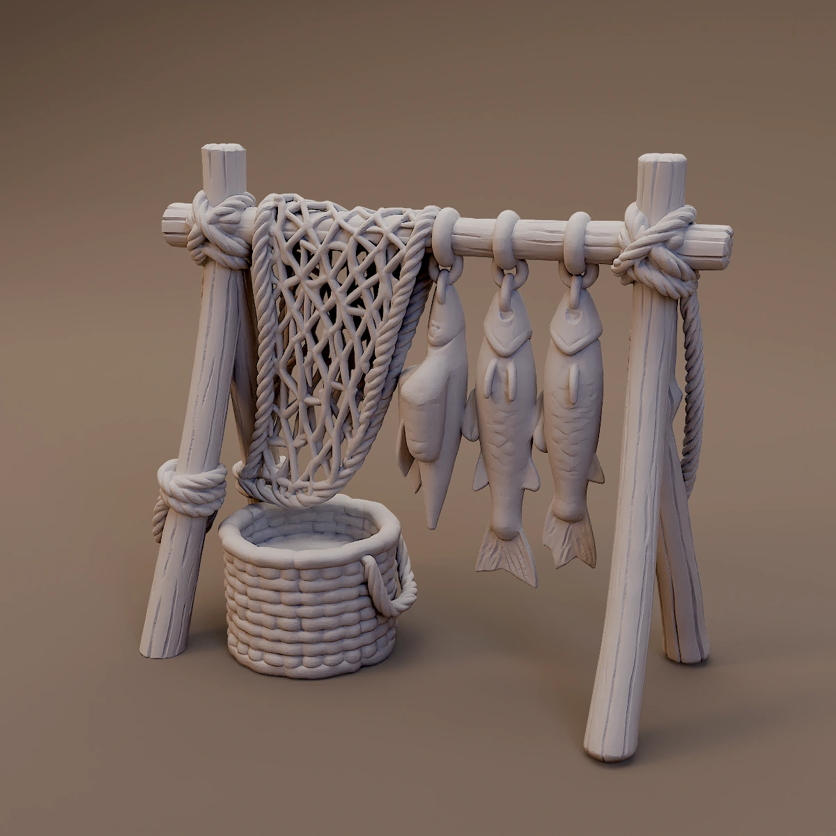 Fish Drying Rack with Net and Basket