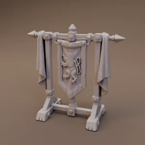 Lion Banner on Wooden Stand