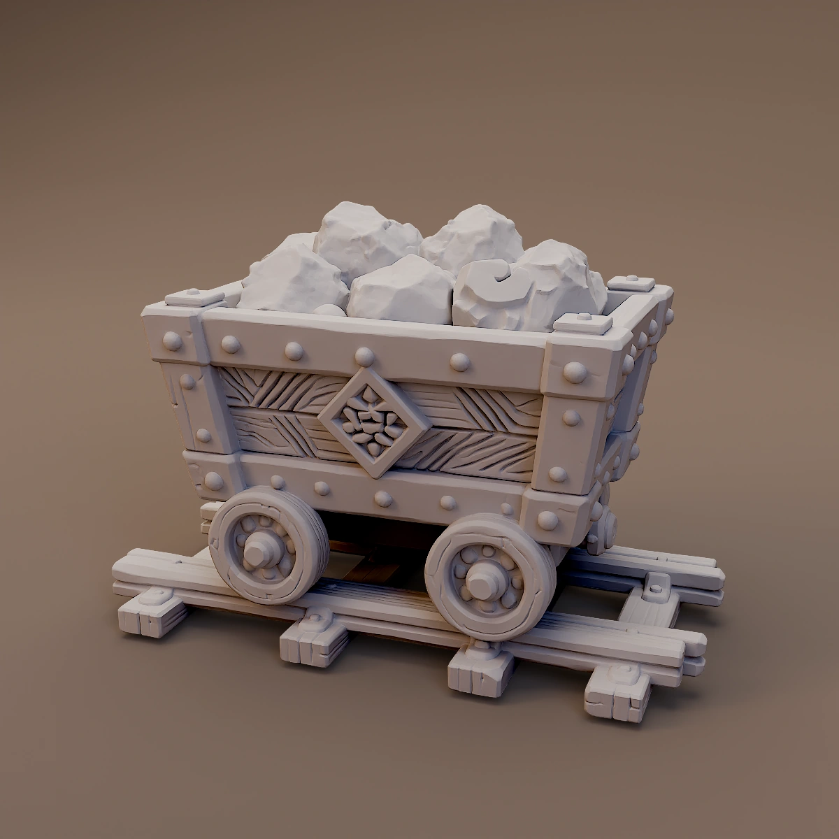 Ornate Mine Cart on Rails