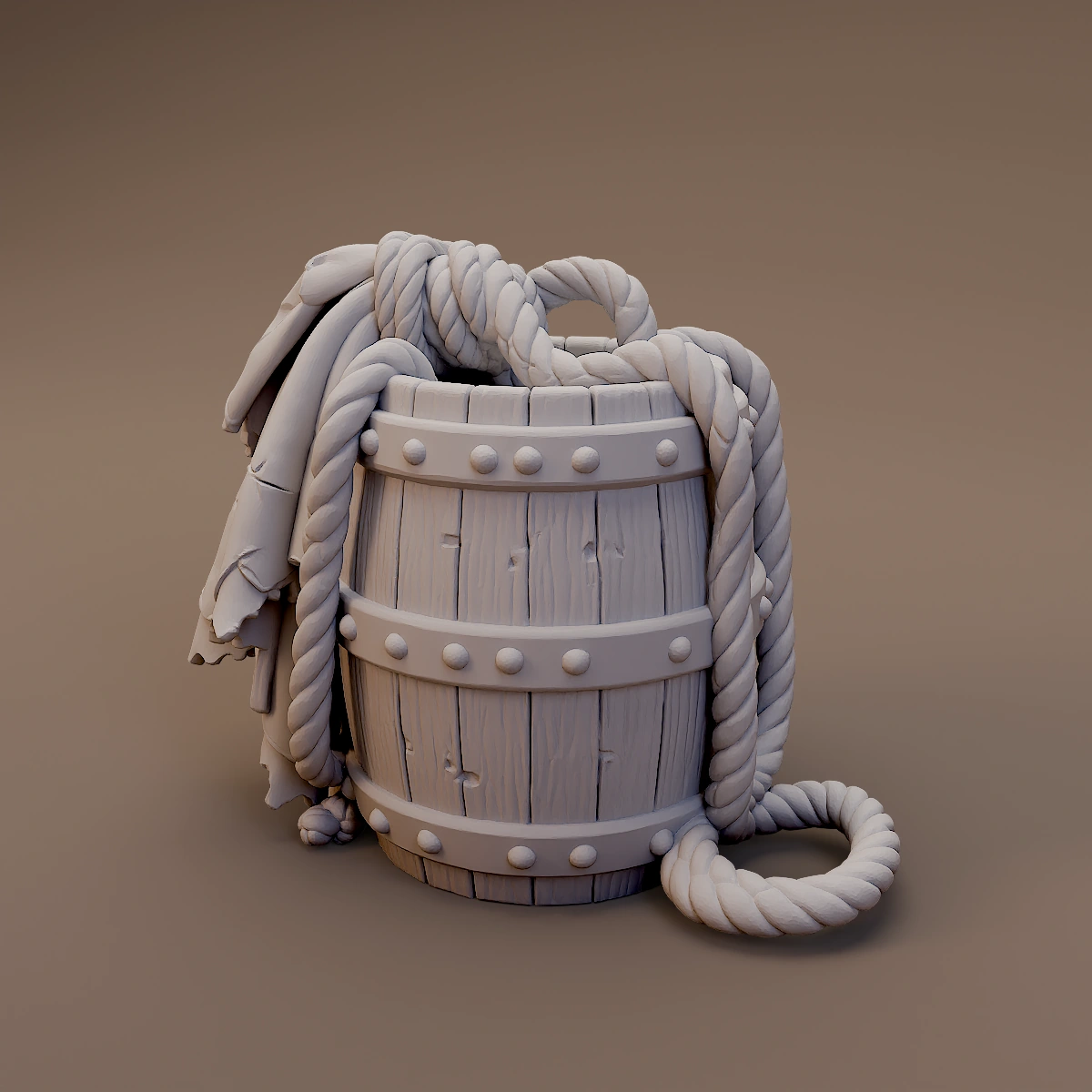 Rope Wrapped Supply Barrel