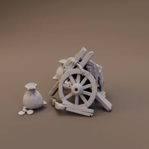 Broken Cart Wheel and Debris