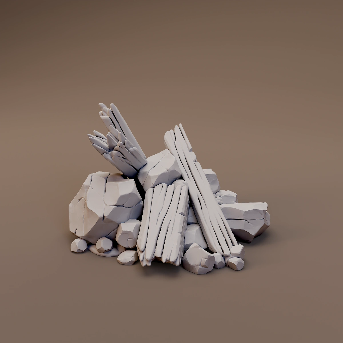 Broken Timbers and Rocks