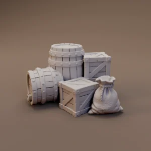 Barrels Crates and Supply Sack